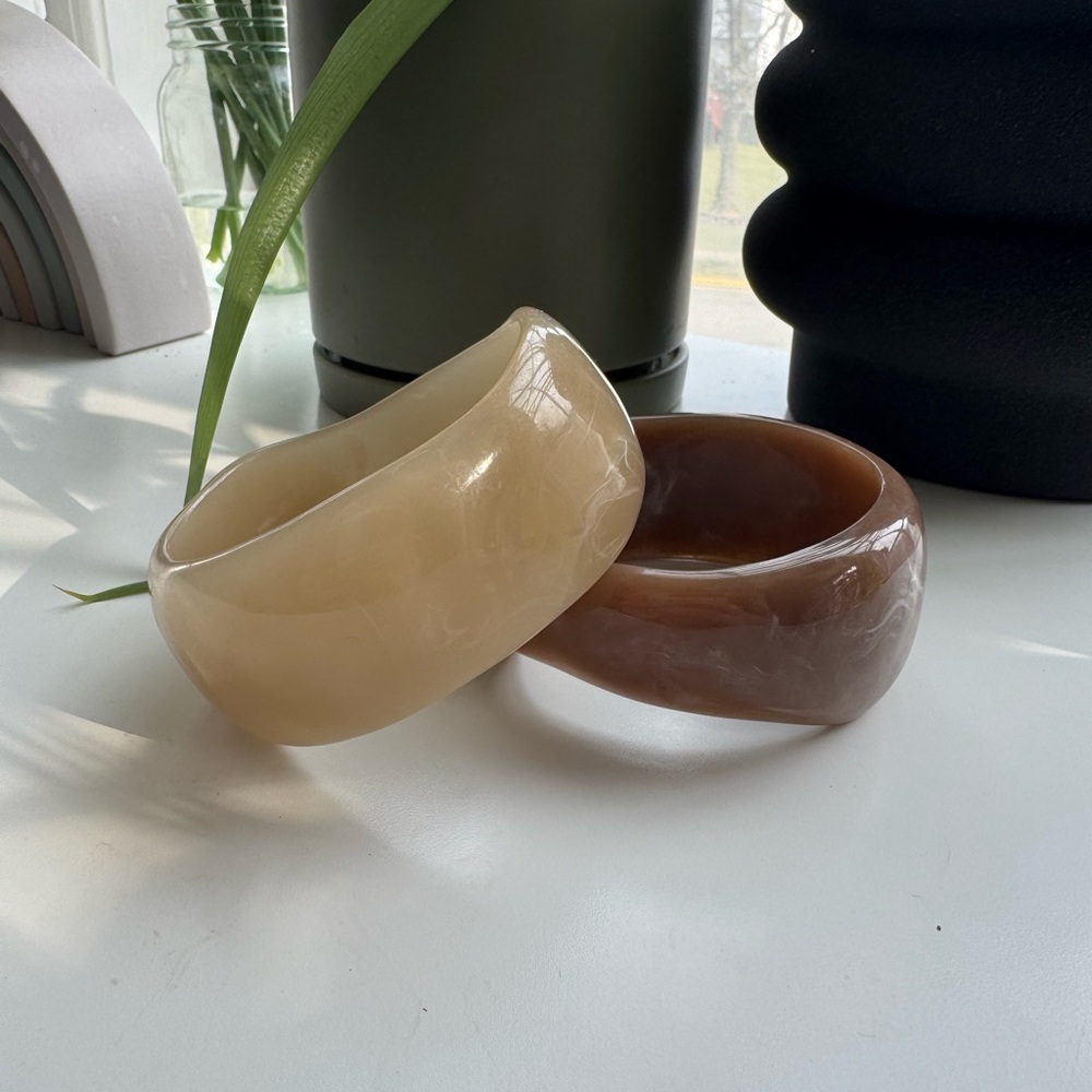 Chunky Cream and Brown Bangle Bracelets